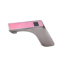 Brushed Nickel Automatic Sensor Faucet Digital Display - Pink Top